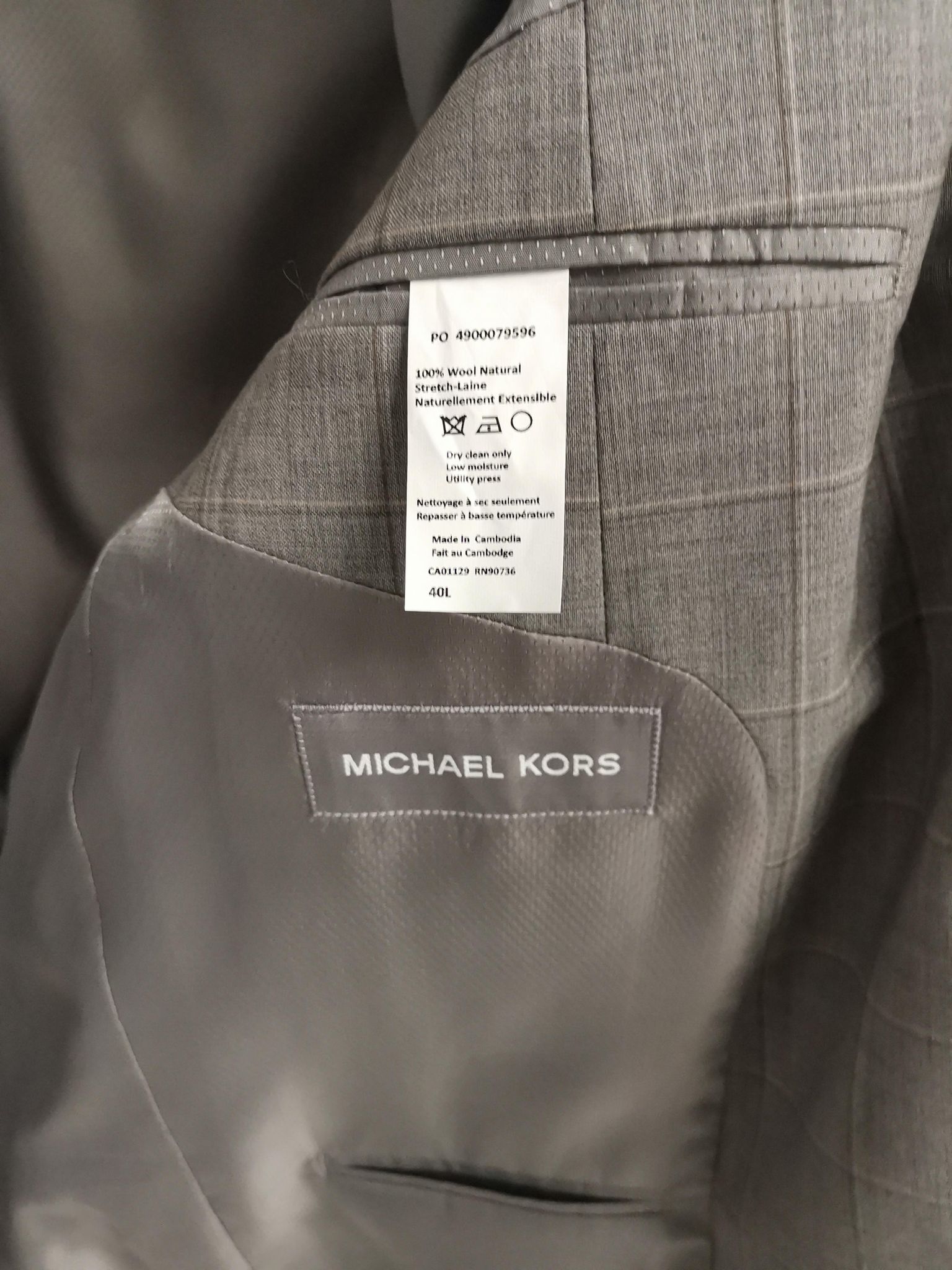 Michael Kors Wool Suit  KEV12K2Z1176 Gray Pinstripe  Giovannis Fine  Fashions